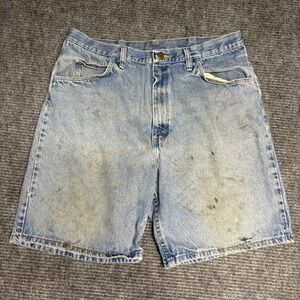 Wrangler Mens‎ Denim Shorts Light Wash Workwear Carpenter Style Size 36